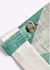 Geometric Print Sage Green Fake Two Piece Twinset