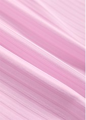 Feathers Print Surplice Light Pink Tankini Set