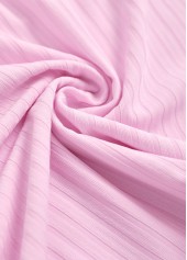 Feathers Print Surplice Light Pink Tankini Set