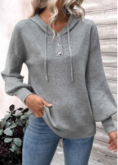 Patchwork Dark Grey Long Sleeve Hooded Sweater