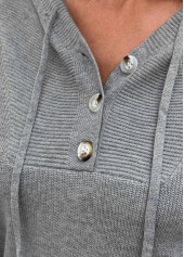 Patchwork Dark Grey Long Sleeve Hooded Sweater