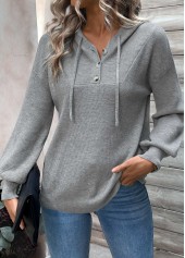 Patchwork Dark Grey Long Sleeve Hooded Sweater