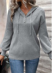 Patchwork Dark Grey Long Sleeve Hooded Sweater