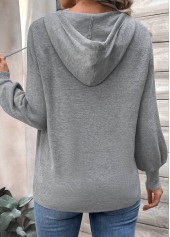Patchwork Dark Grey Long Sleeve Hooded Sweater