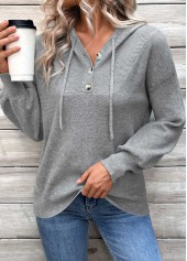 Patchwork Dark Grey Long Sleeve Hooded Sweater