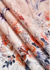 Floral Print Button Dusty Pink Short Sleeve T Shirt