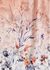 Floral Print Button Dusty Pink Short Sleeve T Shirt