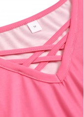 Plus Size Pink Criss Cross Ombre T Shirt