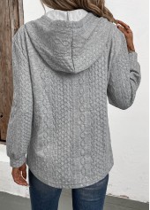 Jacquard Grey Button Long Sleeve Hoodie