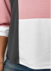 Patchwork Light Pink Long Sleeve Round Neck Sweatshirt