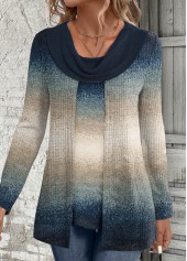 Ombre Fake 2in1 Multi Color Long Sleeve Sweatshirt