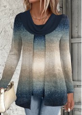 Ombre Fake 2in1 Multi Color Long Sleeve Sweatshirt