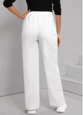 Light Grey Elastic Waist Patchwork High Waisted Pants