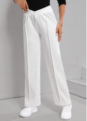 Light Grey Elastic Waist Patchwork High Waisted Pants
