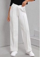 Light Grey Elastic Waist Patchwork High Waisted Pants