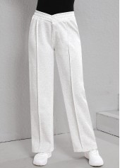 Light Grey Elastic Waist Patchwork High Waisted Pants