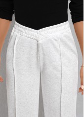 Light Grey Elastic Waist Patchwork High Waisted Pants