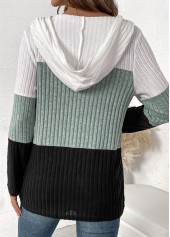 Contrast Color Patchwork Long Sleeve Hoodie