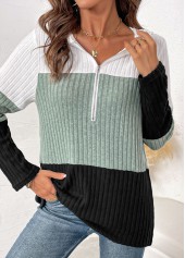 Contrast Color Patchwork Long Sleeve Hoodie