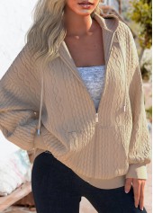 Light Camel Long Sleeve Zipper Hoodie