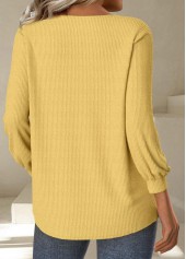 Embroidery Yellow Long Sleeve Round Neck T Shirt