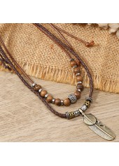 Feather Beaded Dark Coffee Alloy Necklace