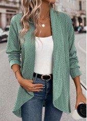 Jacquard Green Long Sleeve Light Cardigan