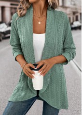 Jacquard Green Long Sleeve Light Cardigan
