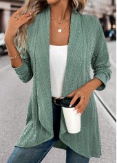 Jacquard Green Long Sleeve Light Cardigan