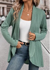 Jacquard Green Long Sleeve Light Cardigan
