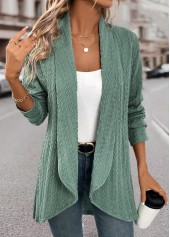 Jacquard Green Long Sleeve Light Cardigan