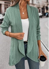 Jacquard Green Long Sleeve Light Cardigan