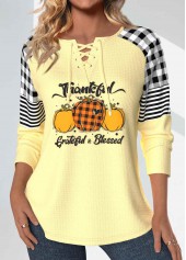 Halloween Split Light Yellow Long Sleeve T Shirt