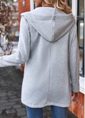 Plaid Zipper Light Grey Long Sleeve Sweatshirt