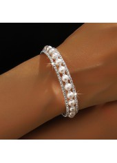 Pearl Hollow Alloy Silver Diamond Bracelet