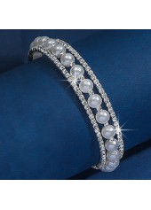 Pearl Hollow Alloy Silver Diamond Bracelet