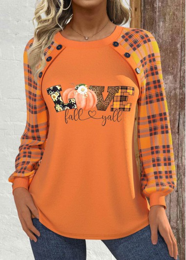 Halloween Orange Plus Size Patchwork Long Sleeve Sweatshirt Halloween Orange Plus Size Patchwork Long Sleeve Sweatshirt