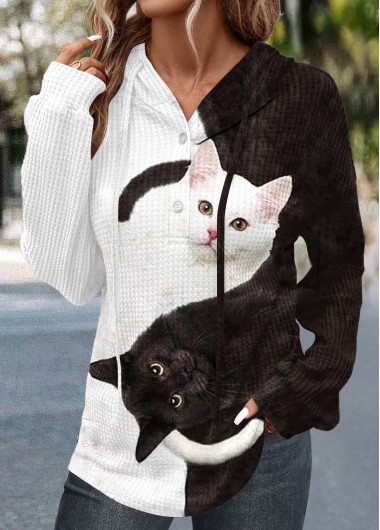 Halloween Patchwork Black Long Sleeve Hoodie