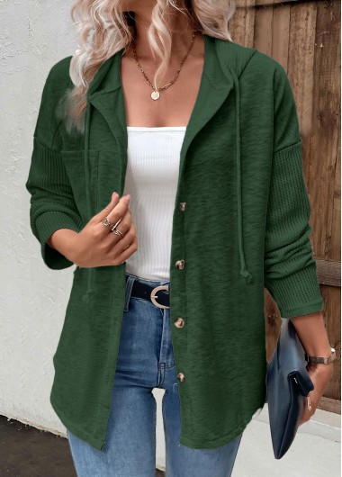 Patchwork Green Long Sleeve Hoodie