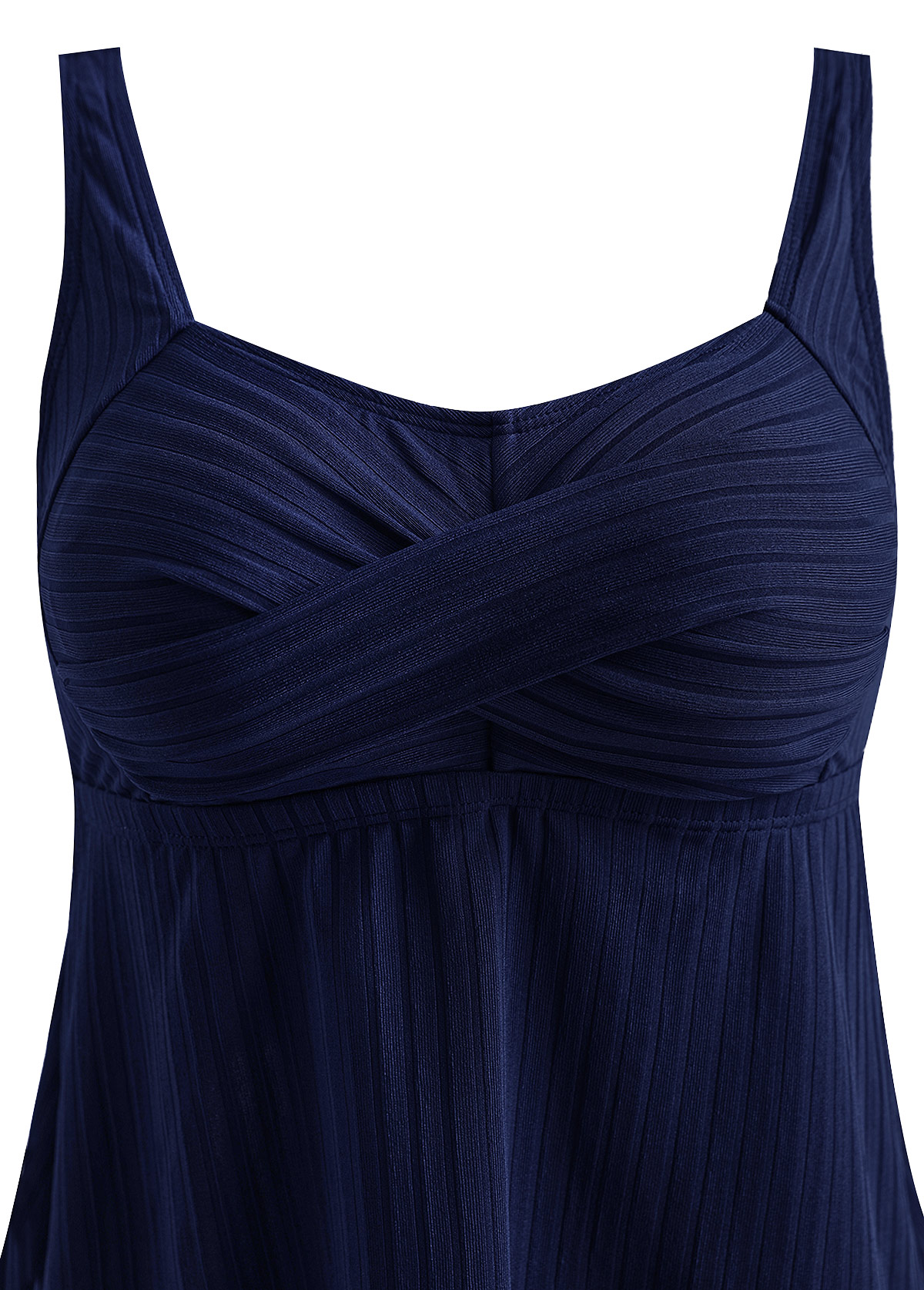 Plus Size Navy Tropical Plants Print Surplice Tankini Set