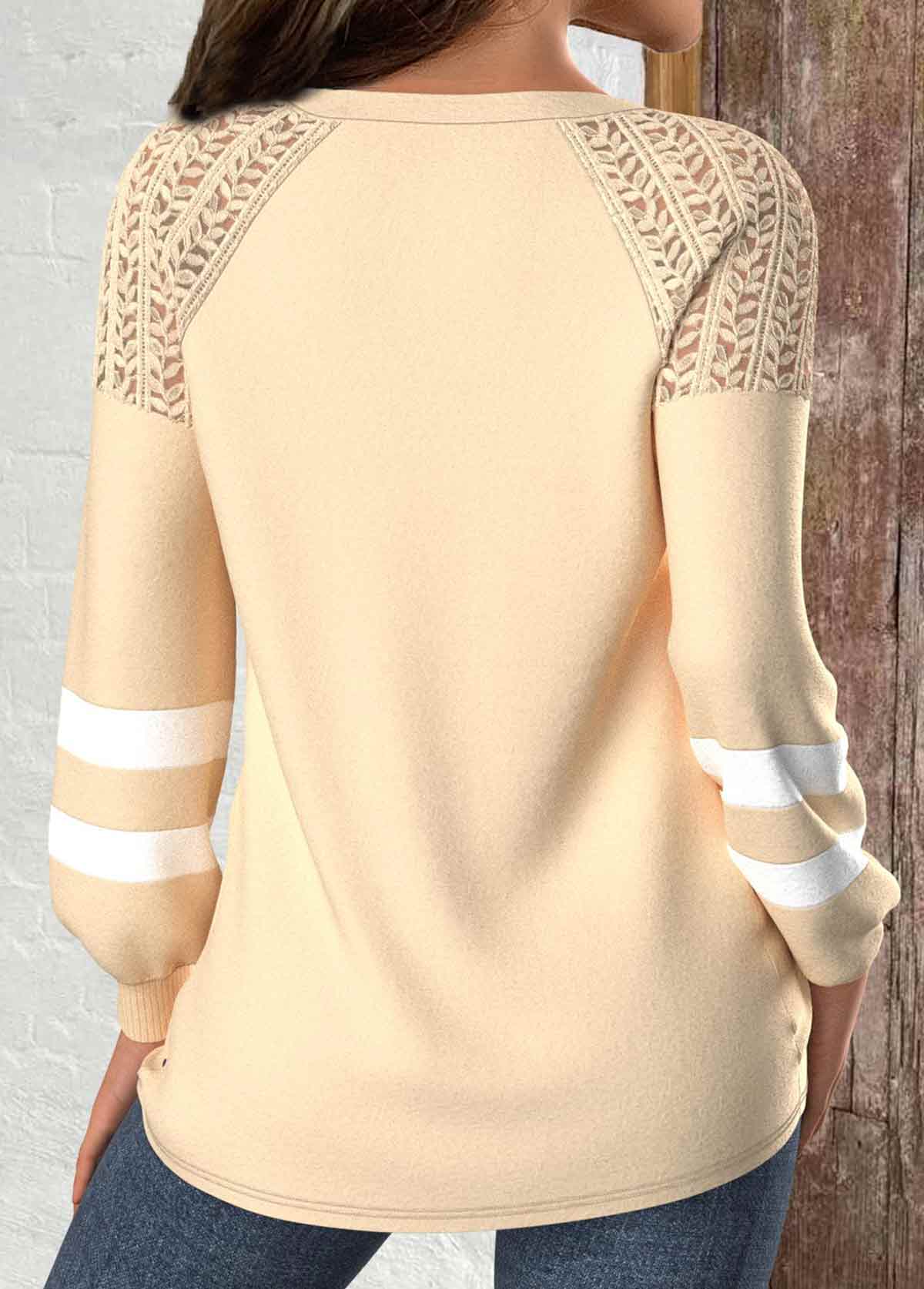Halloween Patchwork Light Camel Long Sleeve Round Neck Sweatshirt