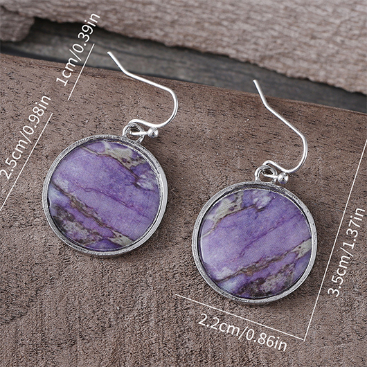 Dusty Purple Alloy Detail Round Earrings