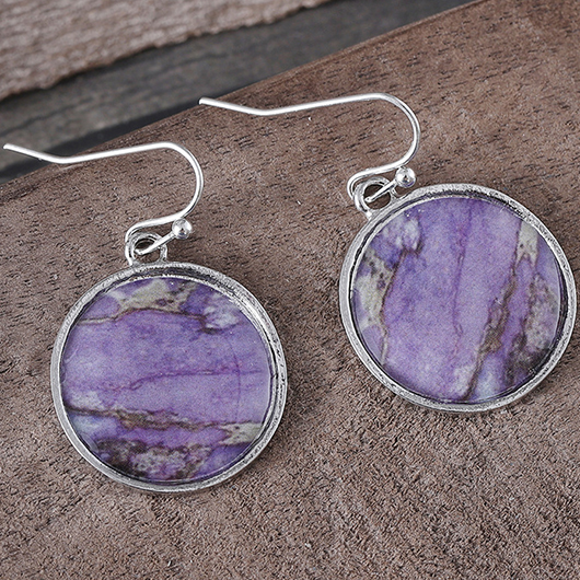 Dusty Purple Alloy Detail Round Earrings