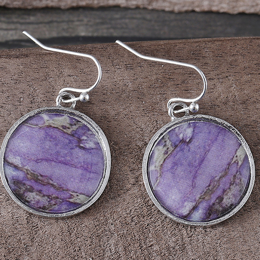 Dusty Purple Alloy Detail Round Earrings