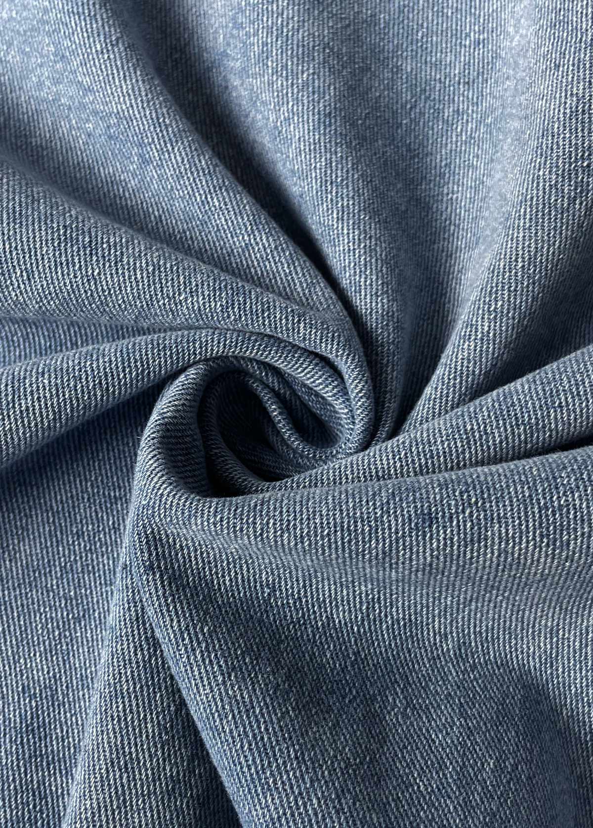 Button Denim Blue Long Sleeve Turn Down Collar Coat