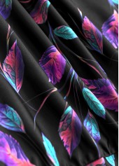 Plus Size High Waisted Black Leaf Print Tankini Set