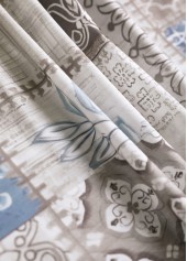 Geometric Print Patchwork Light Coffee Short Sleeve T Shirt