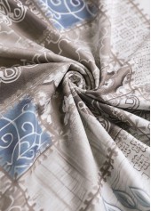 Geometric Print Patchwork Light Coffee Short Sleeve T Shirt