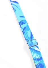 Plus Size Cyan Tropical Plants Print Smocked Tankini Set