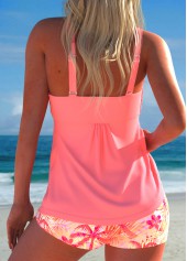 Mid Waisted Peach Red Plus Size Tankini Set